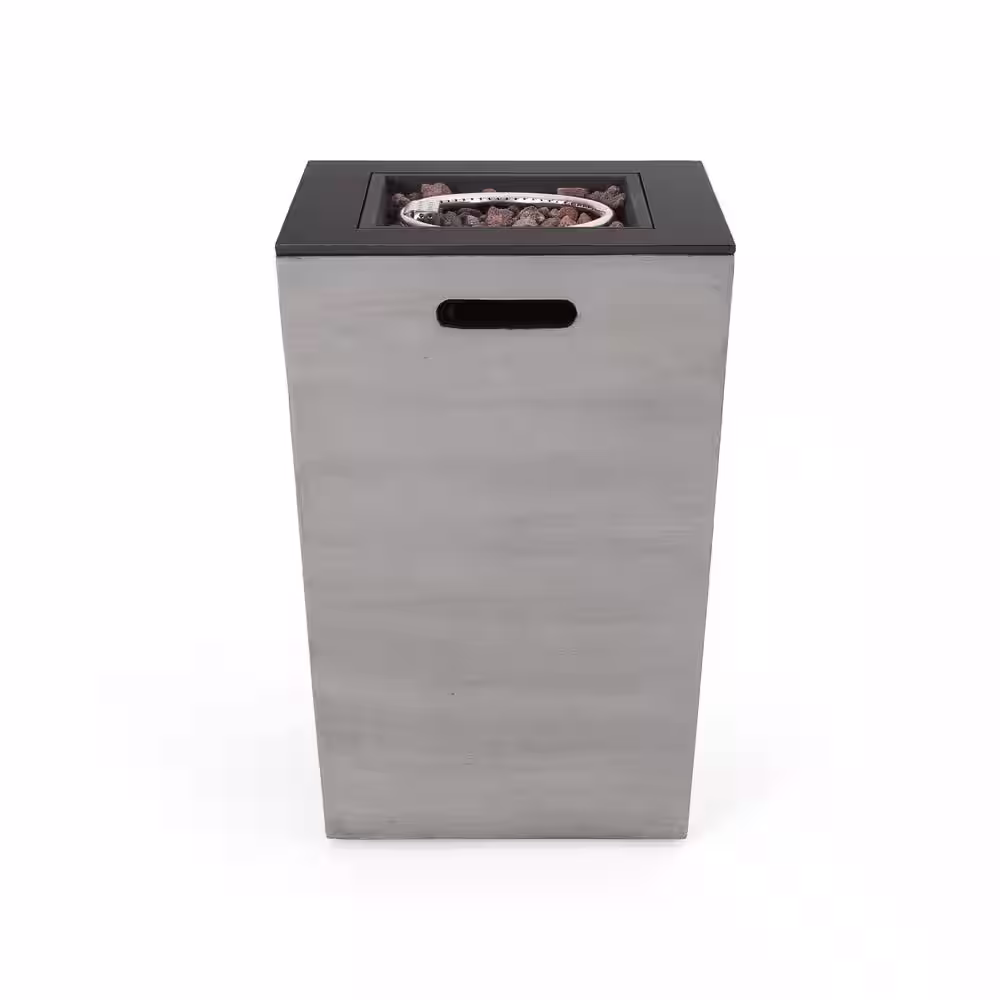 Noble House Langton 19.50 in. x 29 in. Rectangular Concrete Propane Fire Pit in Dark Grey