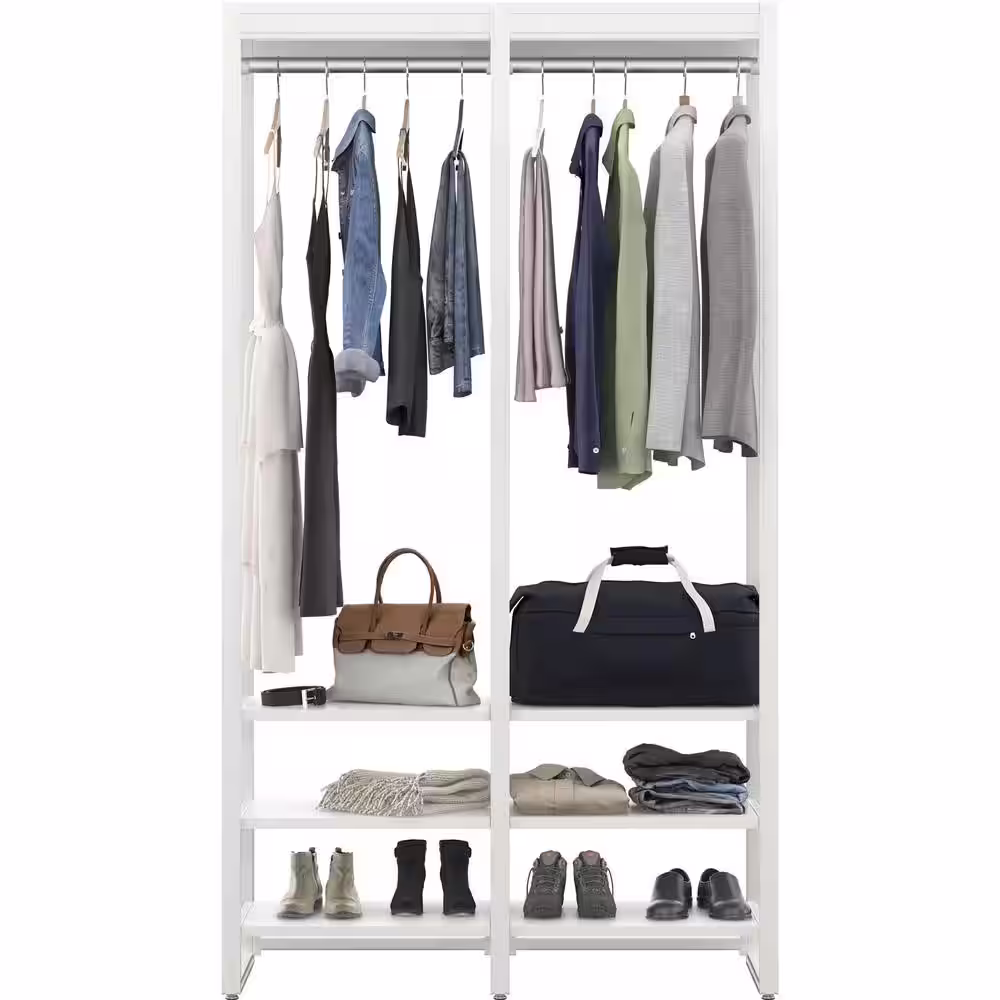 CLOSETS By LIBERTY 46.5 in. W White Adjustable Tower Wood Closet System with 8 Shelves