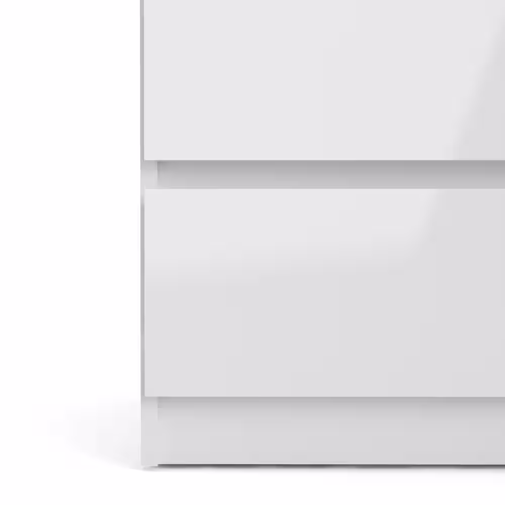 Tvilum Scottsdale 6-Drawer White High Gloss Double Dresser 27.60 in. H x 60.55 in. W x 19.69 in. D