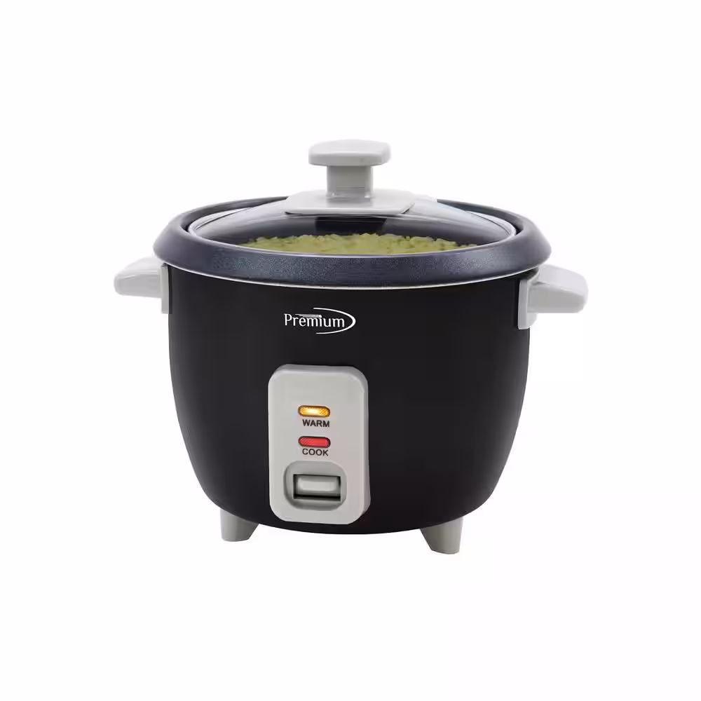 Premium LEVELLA 6-Cup Black Rice Cooker and Rice Steamer with Non-Stick Cooking Pot