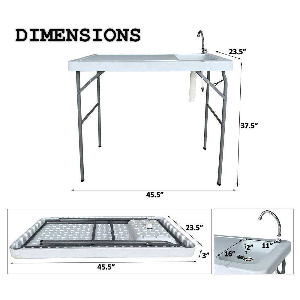 None Outdoor Fish and Game Cutting Cleaning Table with Sink and Faucet