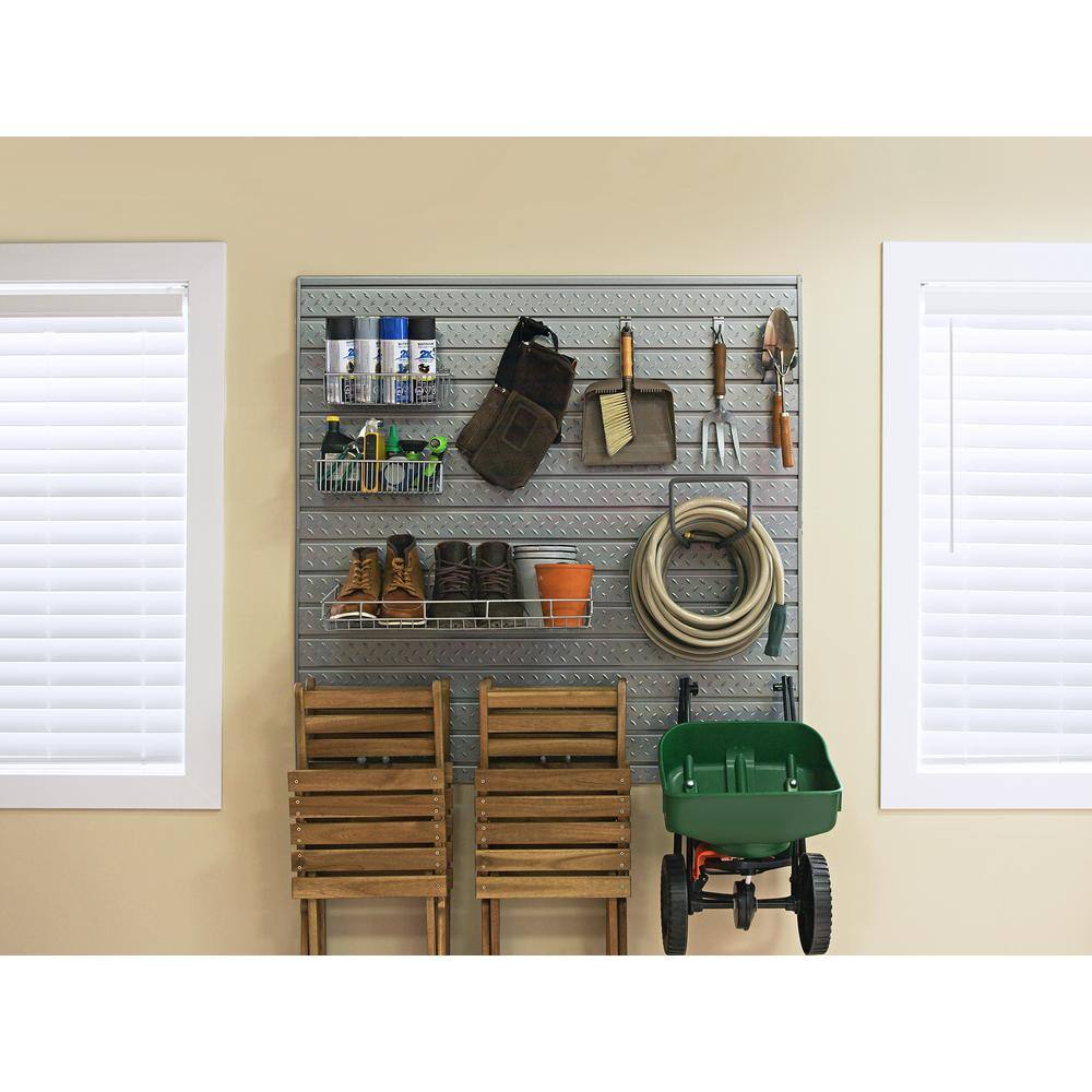 NewAge Products Bold 19.58 in. H x 192 in. W x 12 in. D 24-Gauge Welded Steel Garage Cabinet Set in Gray (6-Piece)