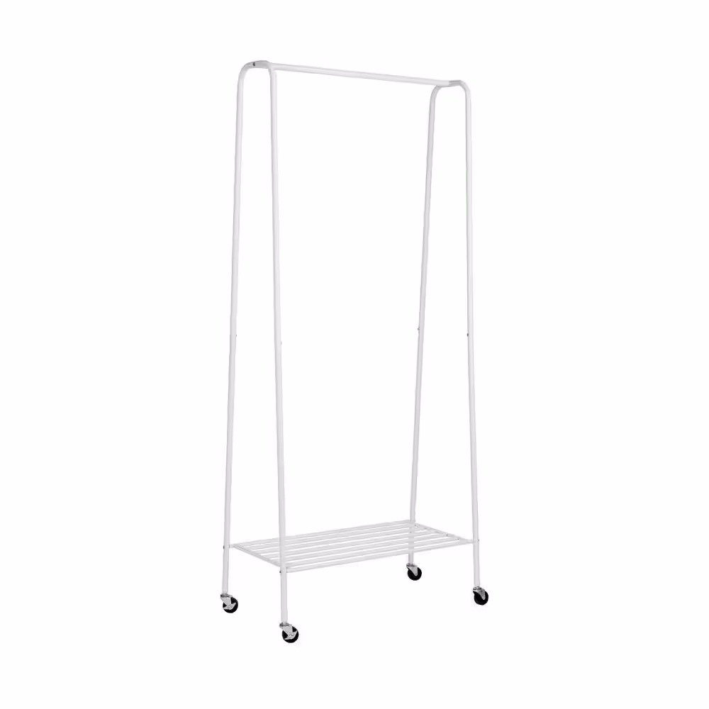 Honey-Can-Do White Steel Clothes Rack 30.75 in. W x 68.11 in. H