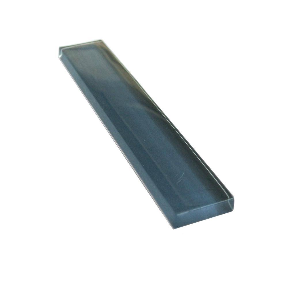 ABOLOS Tropical Style Glossy Blue 1 in. x 6 in. x 8 mm. Glass Decorative Accent Wall Tile (1 sq. ft./Case)