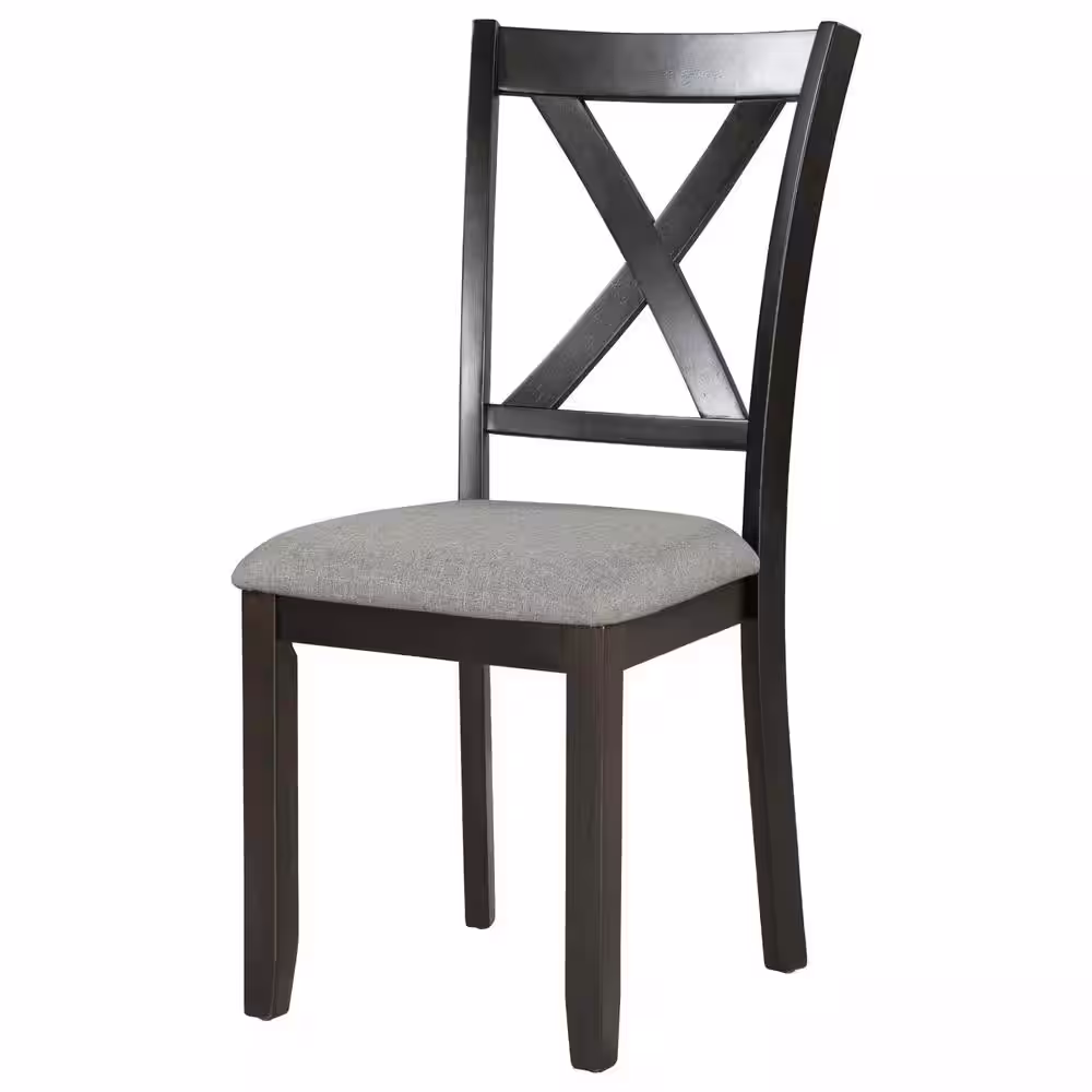 None 6-Piece Espresso Rustic Farmhouse Kitchen Simple Wooden Dining Table and 4-Chairs with Fabric Cushion Bench