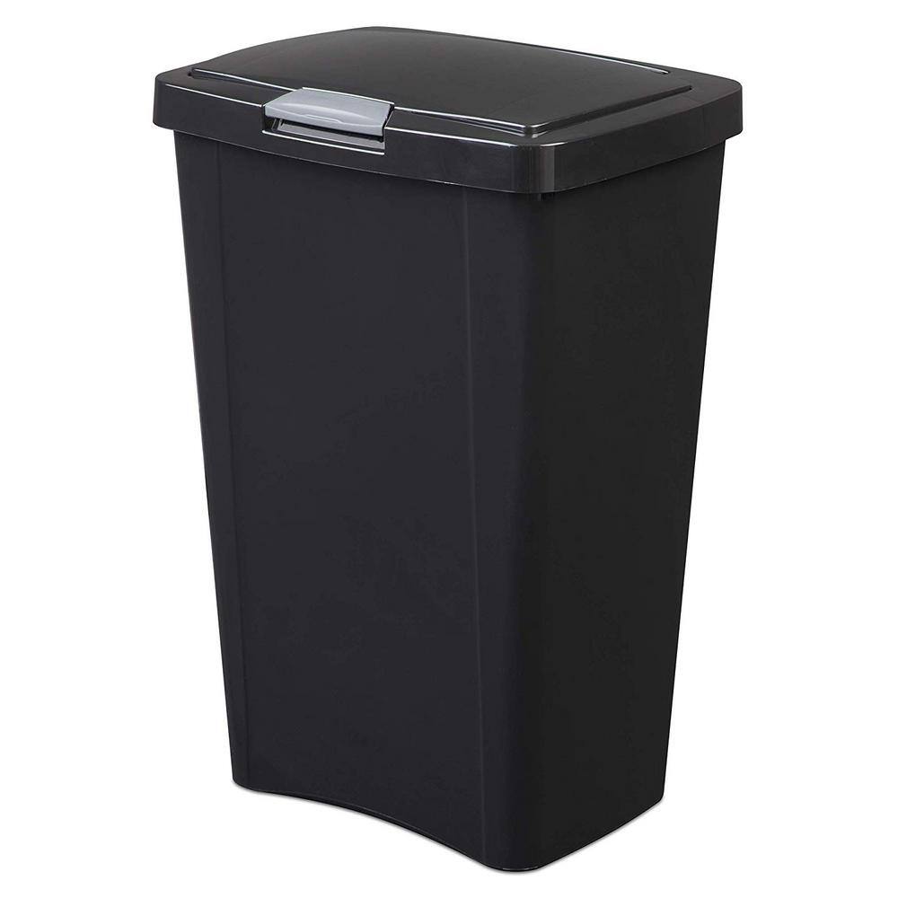 Sterilite 13 Gal. TouchTop Wastebasket with Titanium Latch in Black (4-Pack)