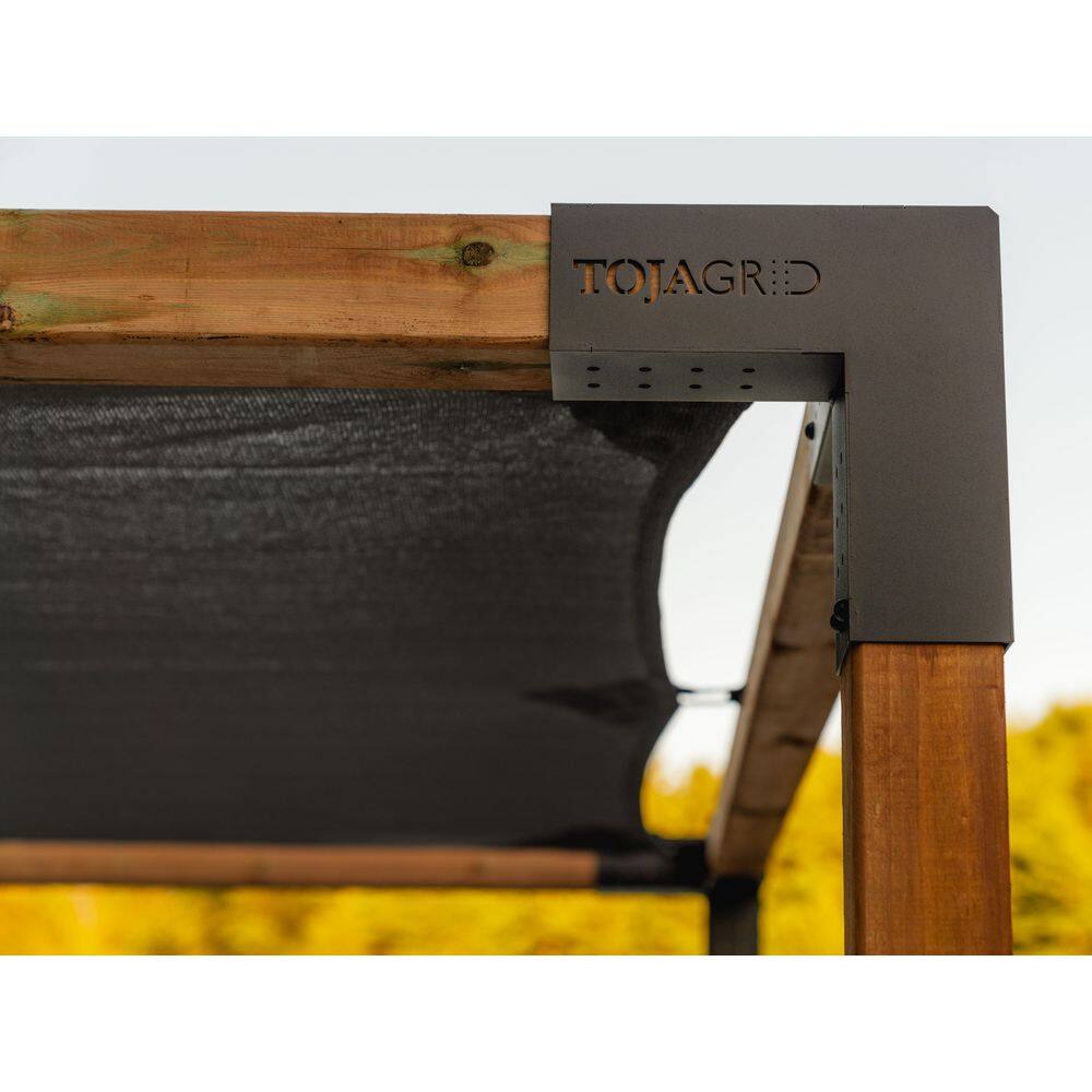 TOJA GRID 12 ft. L x 12 ft. W Pergola Kit with Denim Shade Sail, 4 in. x 4 in. Wood