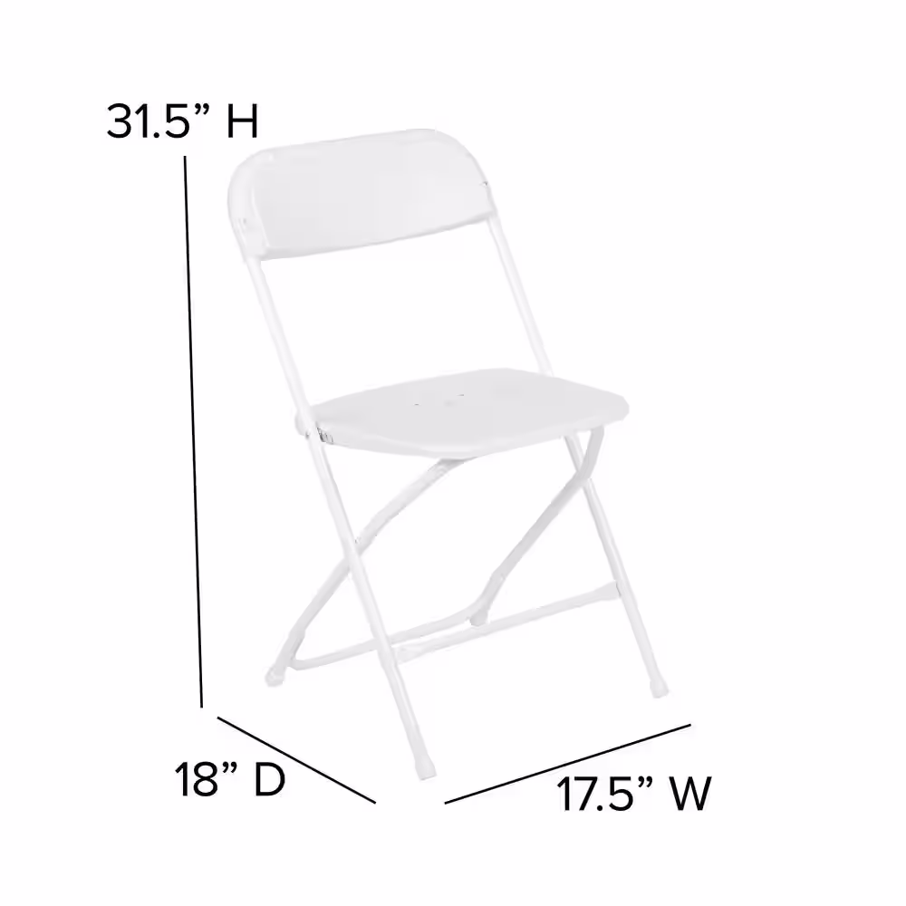 Carnegy Avenue White Plastic Seat with Metal Frame Folding Chair (Set of 2)