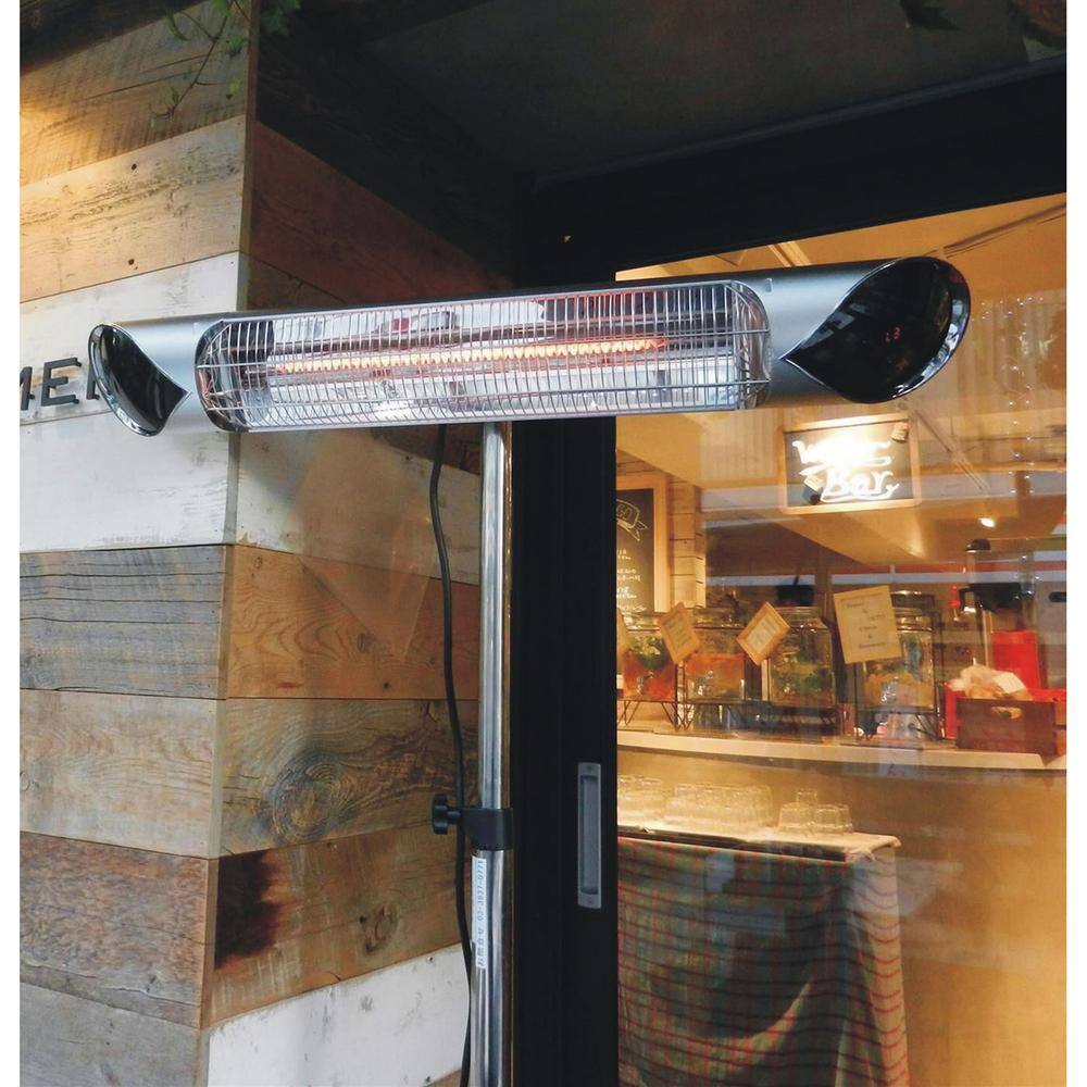 Hanover 35.4 in. 1500-Watt Infrared Electric Patio Heater with Remote Control in Silver