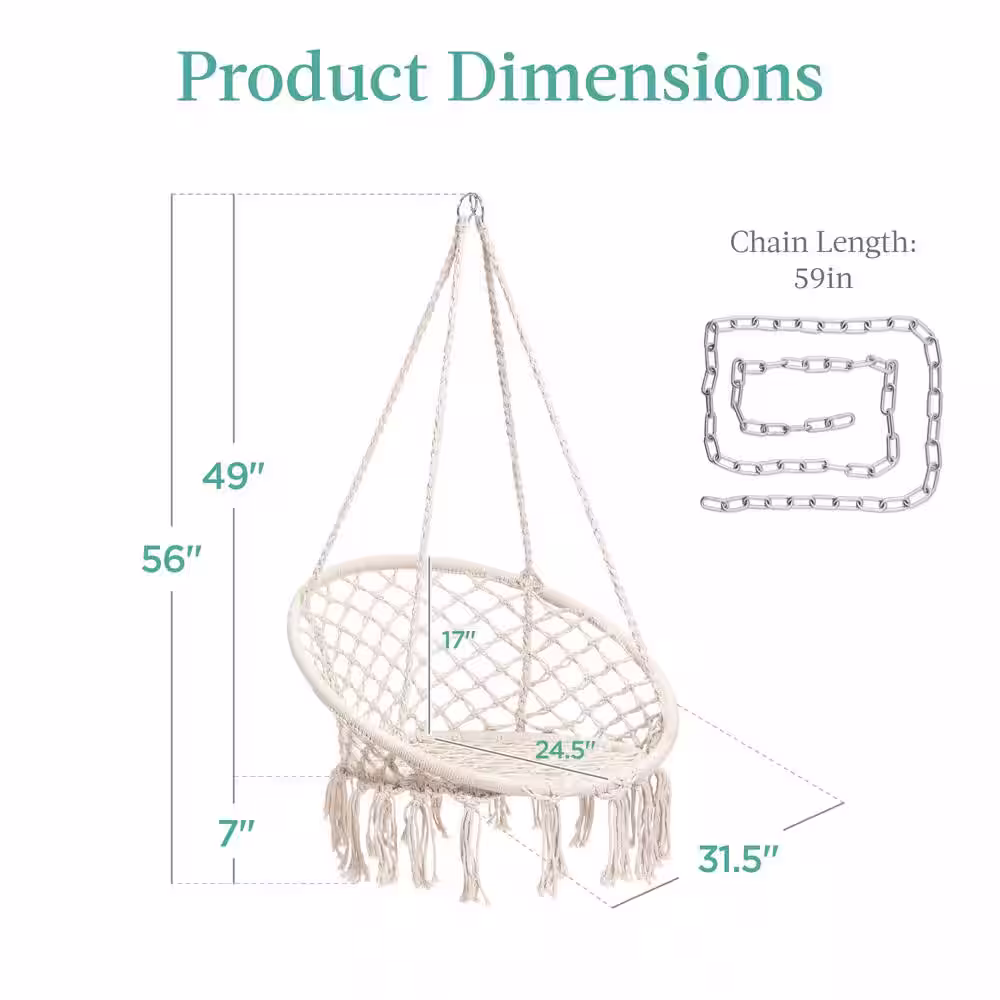 Best Choice Products Handwoven Macrame Hammock Chair in Beige