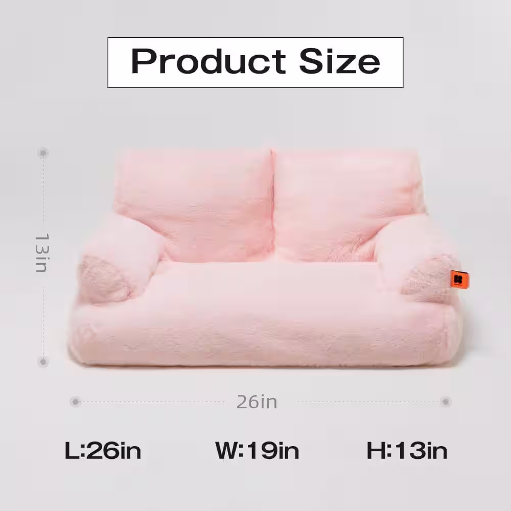 None 26 in. L x 14.56 in. W x 13 in. D Small Pink Pet Couch Bed Washable Cat Beds Dogs Cats up to 25 lbs. Durable Dog Beds