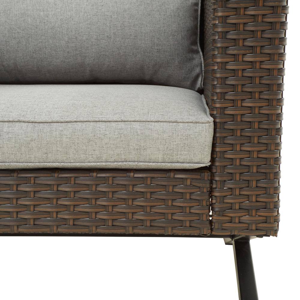 Patio Festival X-Leg 10-Piece Wicker Patio Conversation Sectional Seating Set with Gray Cushions