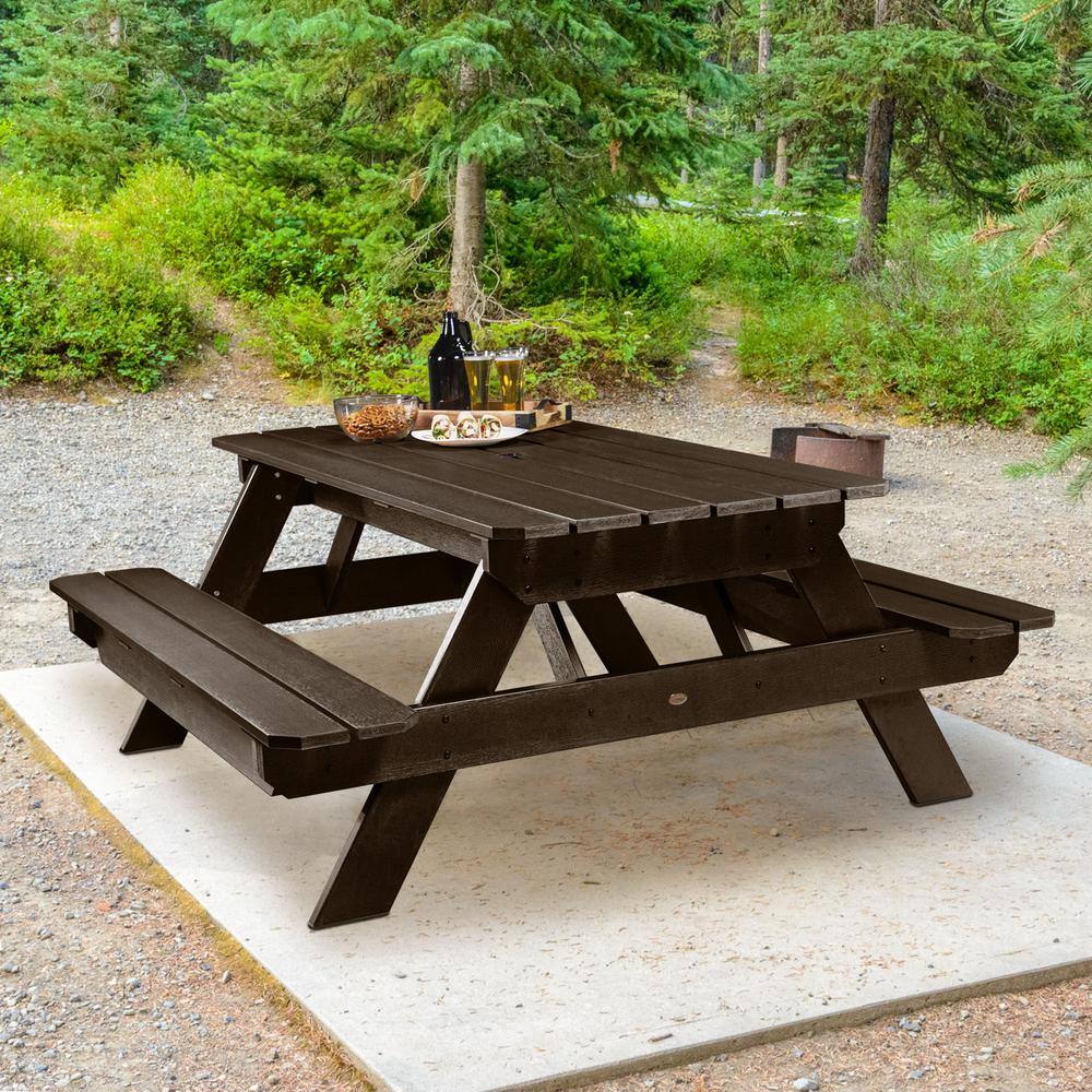 Highwood Sequoia Professional Weathered Acorn Rectangular Plastic Outdoor Picnic Table