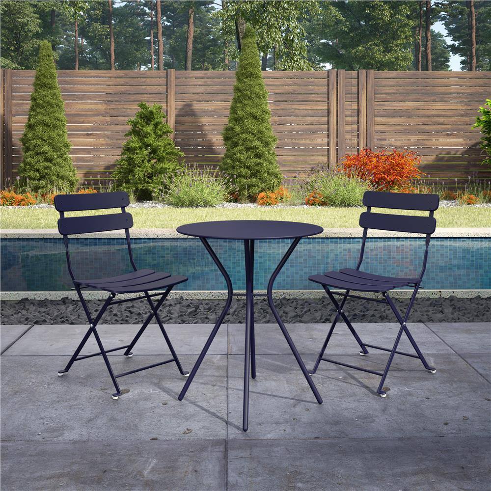 Cosco 3-Piece Steel Outdoor Patio Bistro Set in Navy