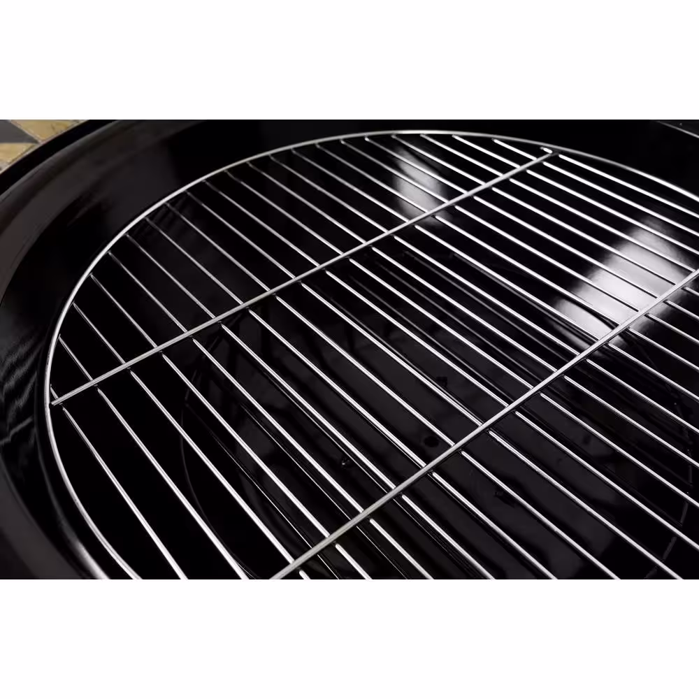 Pleasant Hearth Olivia Slate Top 34 in. W x 19.6 in. H Round Steel Wood Burning Rubbed Gold Fire Pit