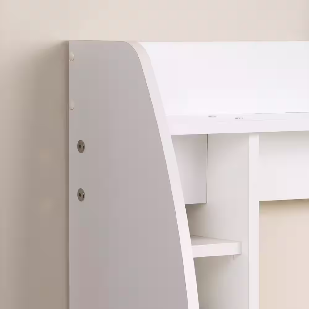 Prepac 43 in. Rectangular White Floating Desk with Cable Management