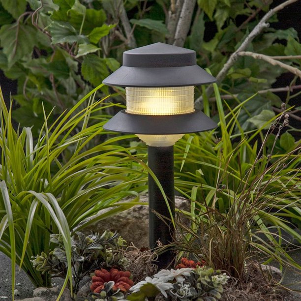 Sterno Home (#GL42171) Two-tiered Outdoor Landscaping Path Light, Black (Power Pack and Landscape Wire Sold Separately)
