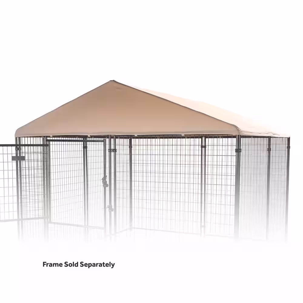 Lucky Dog 10 ft. x 10 ft. Khaki Canopy Presidential Coverage Area - 0.0023-Acres In-Ground Kennel Cover