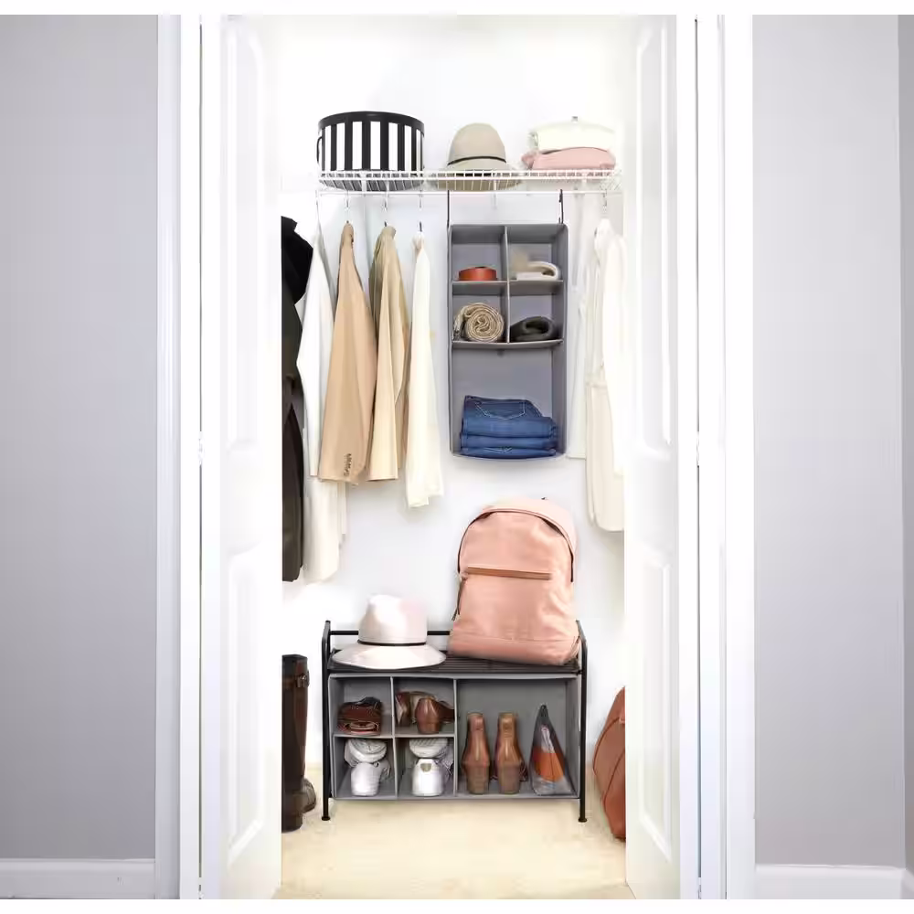 Flipshelf 26.75 in. W Black 2 Shelf Freestanding Wire Closet System