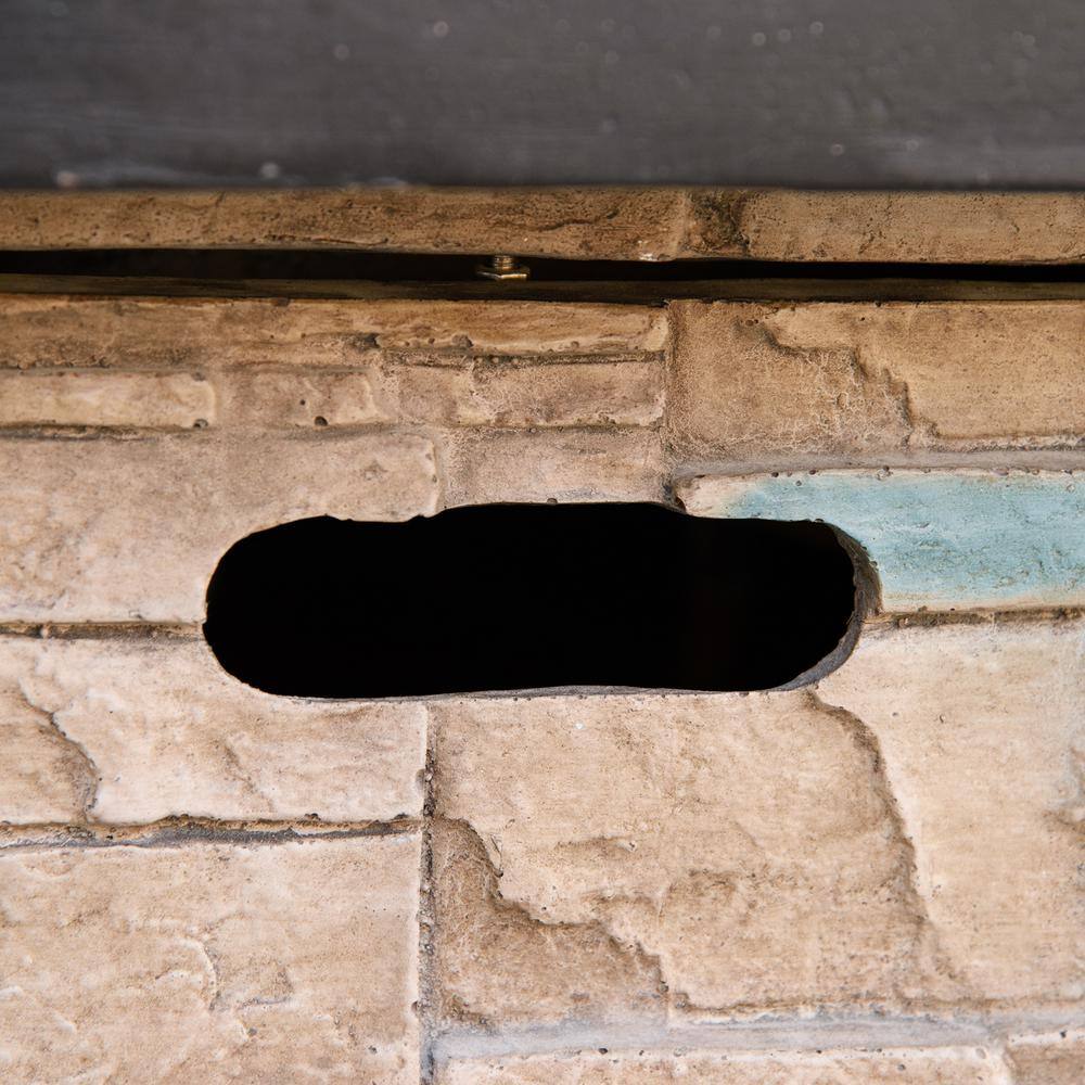 Outsunny Square Stone Fire Pit Table with Protective Cover