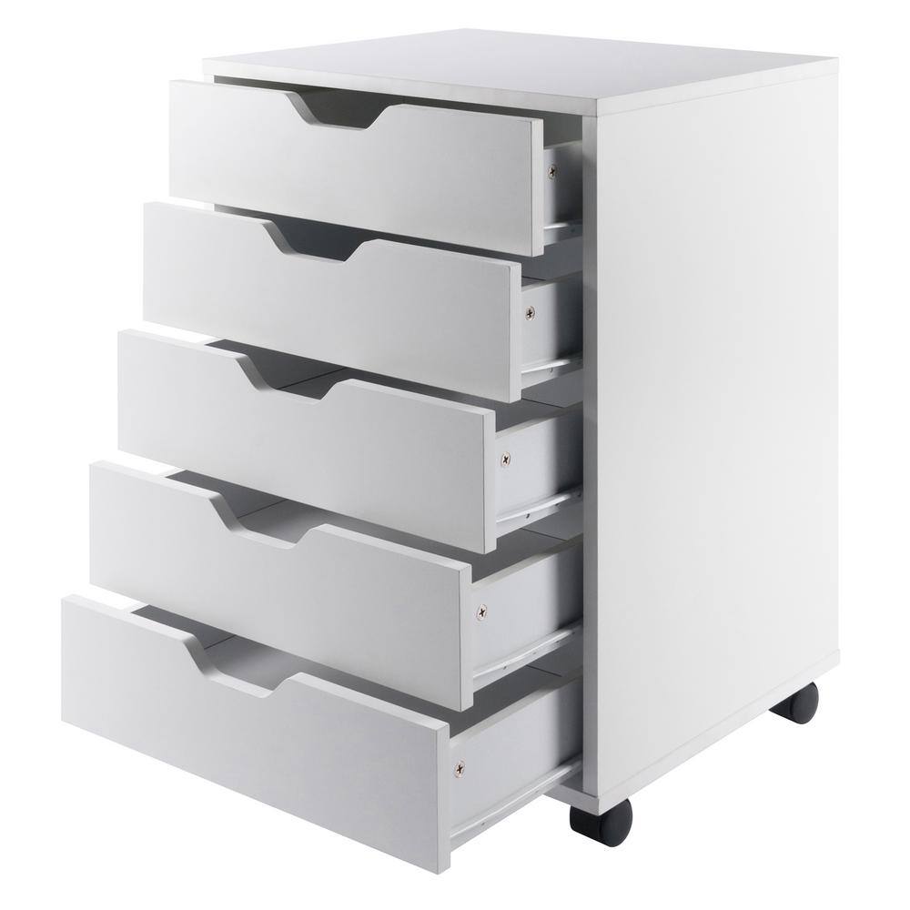 None Halifax White 5-Drawer Cabinet Cart