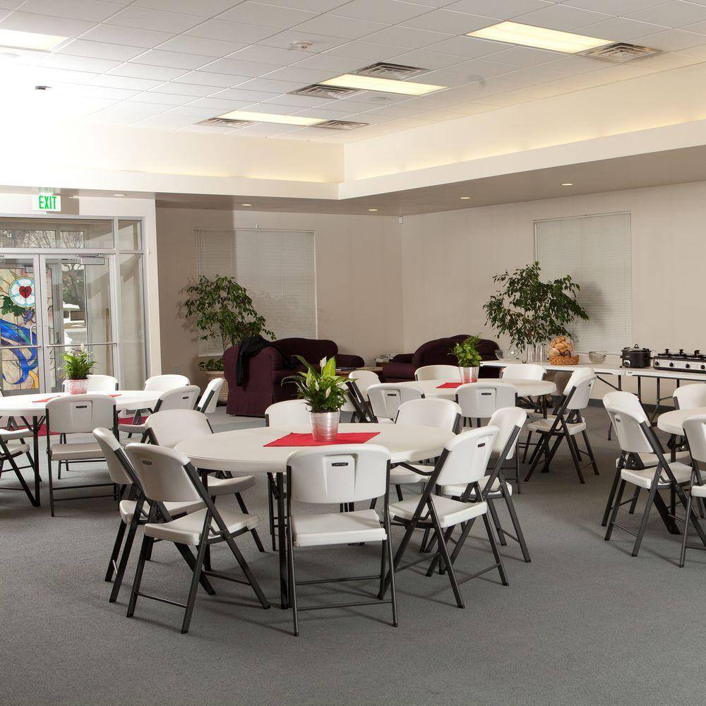 Lifetime 60 in. White Plastic Stackable Folding Banquet Table (Set of 4)