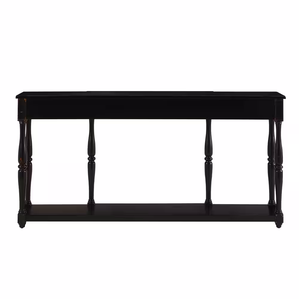 Powell Company 72 in. Black Standard Rectangle Wood Console Table with Drawers