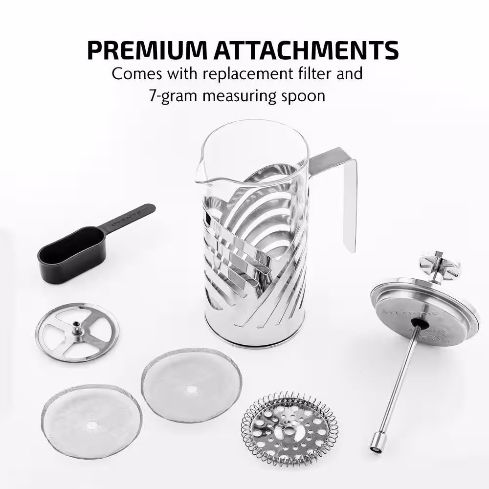 OVENTE 8 Cup Stainless Steel French Press Coffee Maker