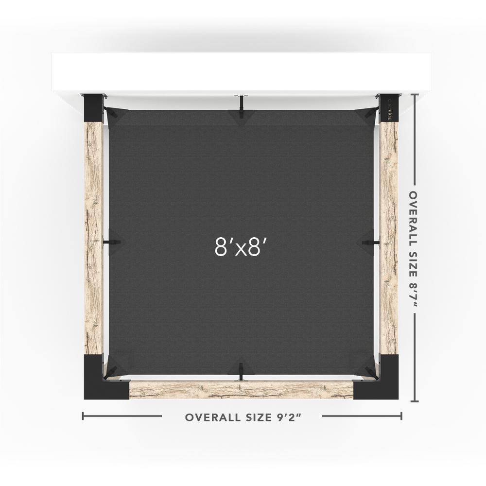 TOJA GRID 8 ft. L x 8 ft. W Wall Mount Pergola Kit with Denim Shade Sail, for 6x6 Wood