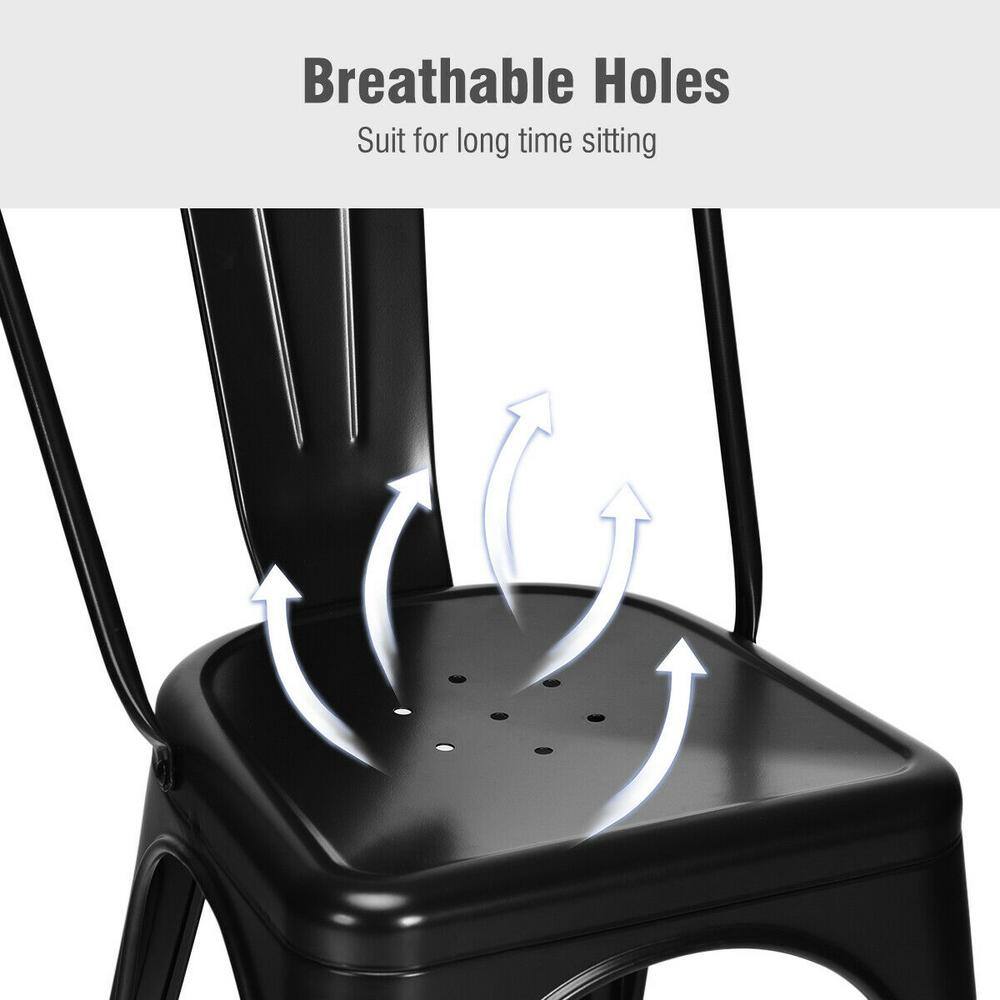 Costway Black Steel Stackable Dining Chair (Set of 4 )