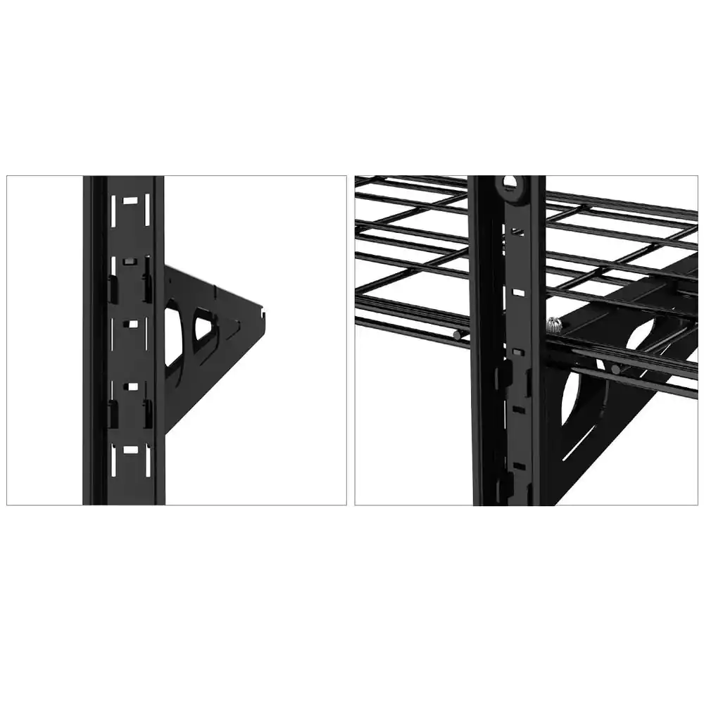FLEXIMOUNTS 12 in. x 48 in. 3-Tier Adjustable Steel Garage Wall Shelf in Black