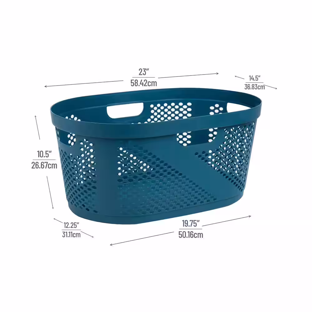 Mind Reader Basket Collection, Laundry Basket, 40 Liter (10kg/22lbs) Capacity, Cut Out Handles, Set of 2, Blue