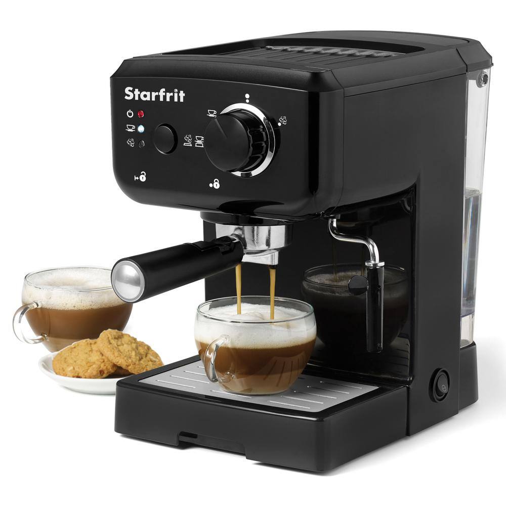Starfrit 2-Cup Black Cappuccino and Espresso Machine
