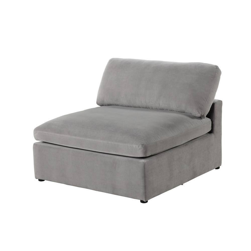 Best Master Furniture Remington 118 in. W Armless 6-piece Velvet Symmetrical Sectional Sofa in Gray (6-Seater)