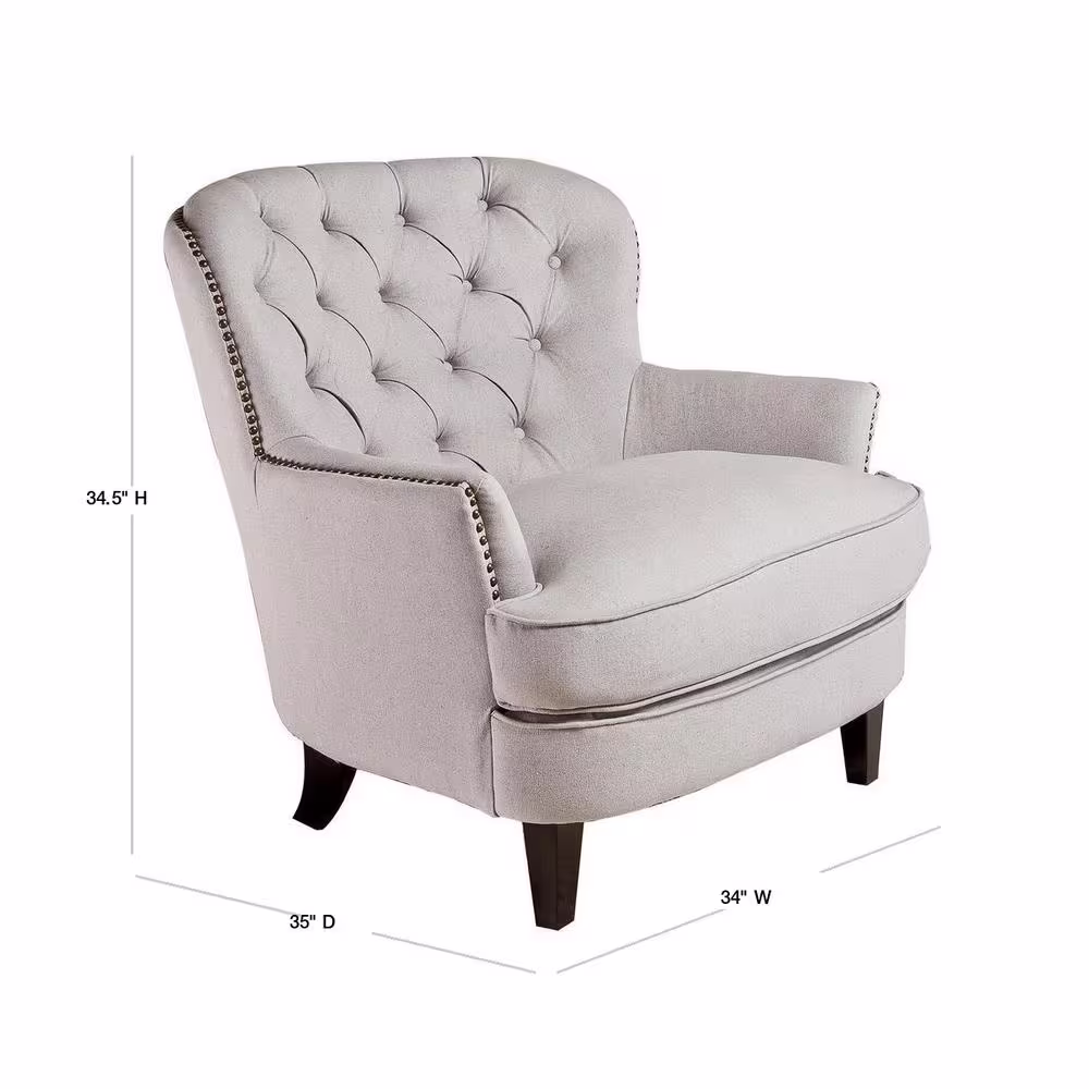 Noble House Tafton Natural Fabric Tufted Club Chair