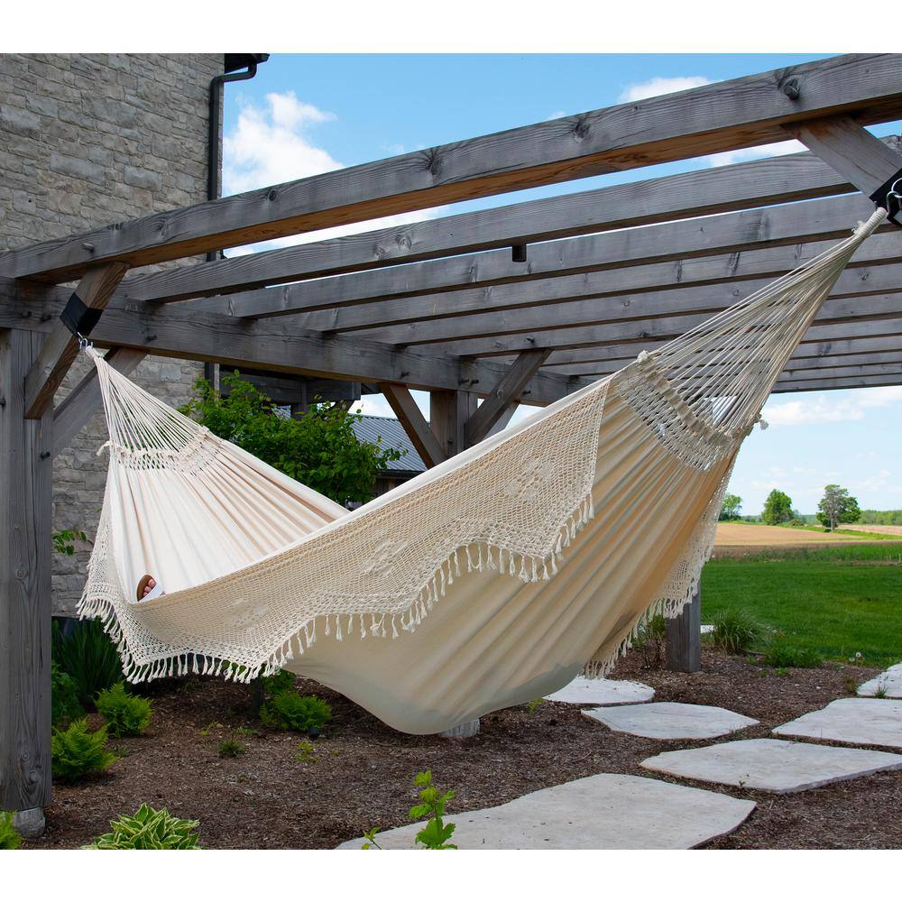Vivere 13 ft. Authentic Brazilian Cotton Elegant Hammock Bed in Antique