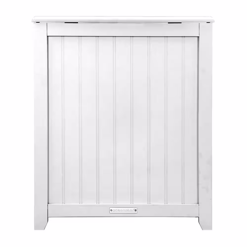 Oceanstar White Wainscot Style Rectangular Laundry Hamper