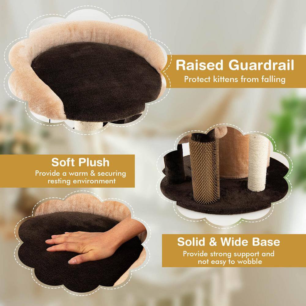 ANGELES HOME Brown 40 in. Cat Tree Tower Multi-Level Activity Tree with 2-Tier Cat-Hole Condo