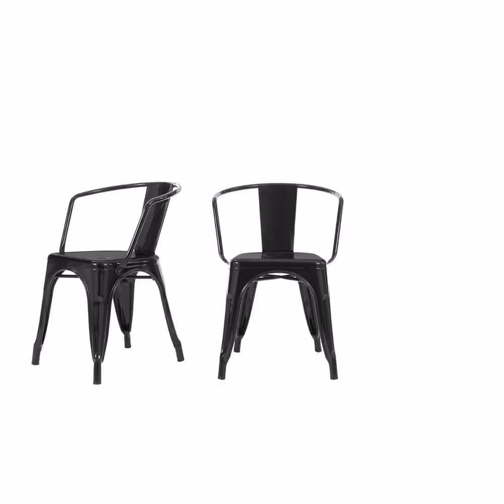 StyleWell Black Metal Dining Chair (Set of 2) (20 in. W x 28 in. H)