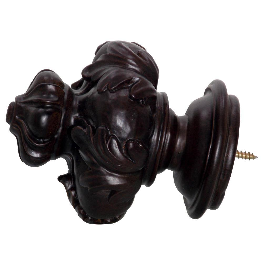 Classic Home 96 in. Single Curtain Rod in English Walnut with Finial