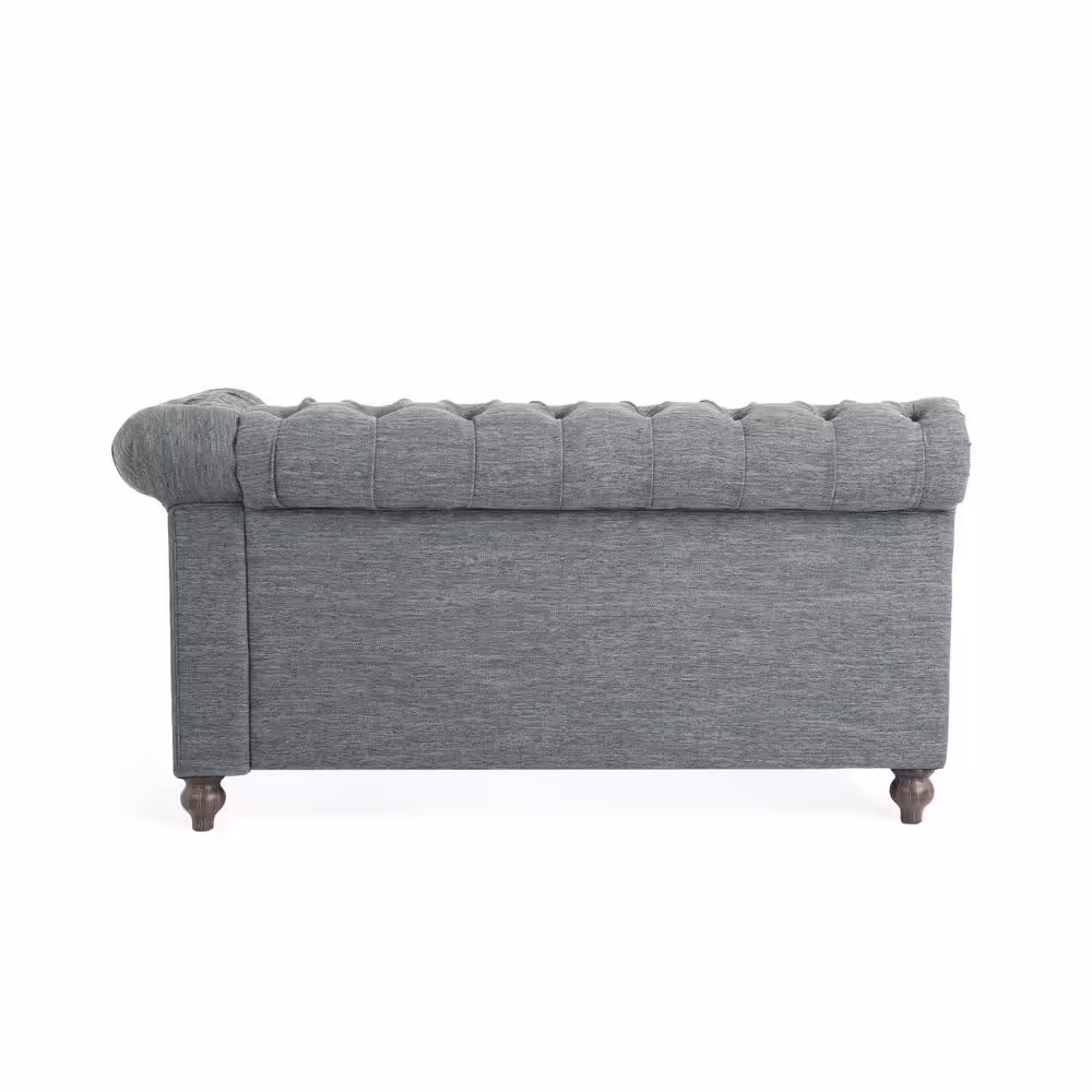 Noble House Petes 87.75 in. 3-Piece Polyester Gray and Dark Brown Sectional