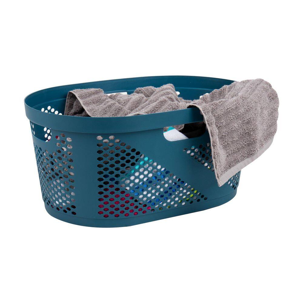 Mind Reader Basket Collection, Laundry Basket, 40 Liter (10kg/22lbs) Capacity, Cut Out Handles, Set of 2, Blue
