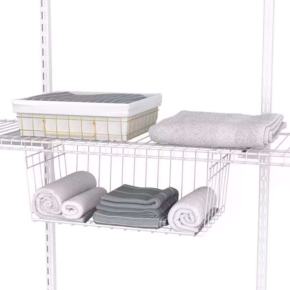 ClosetMaid 7.8 in. H x 17 in. W White Steel 1-Drawer Wide Mesh Wire Basket