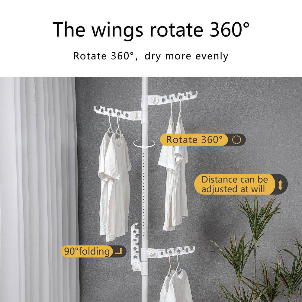 Tidoin 24 in. x 122 in. White Metal Clothes Rack