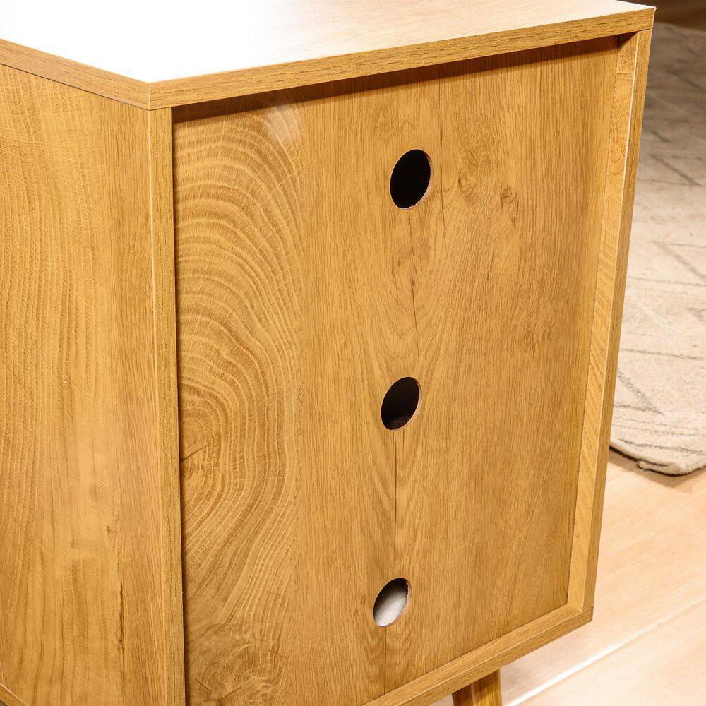 None Oak Wooden Cat House End Table Cat Condo Bed Side Table