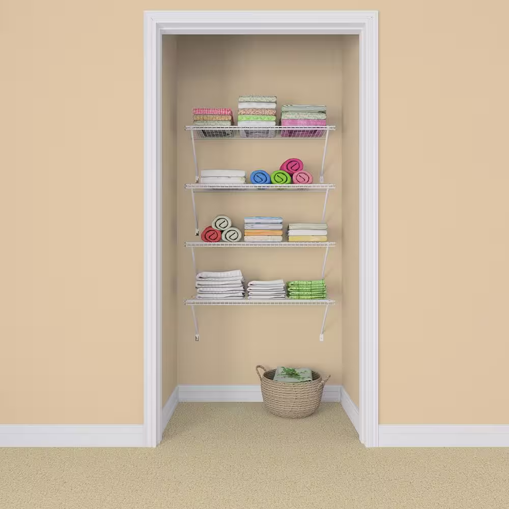 ClosetMaid 12 in. D x 36 in. W x 54 in. H White Wire Fixed Mount Linen Closet Kit