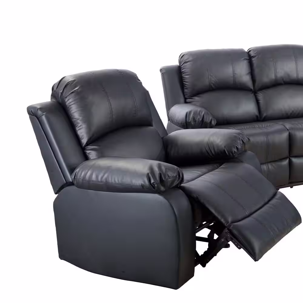 Star Home Living Black Faux Leather Recliner Chairs (Set of 3)