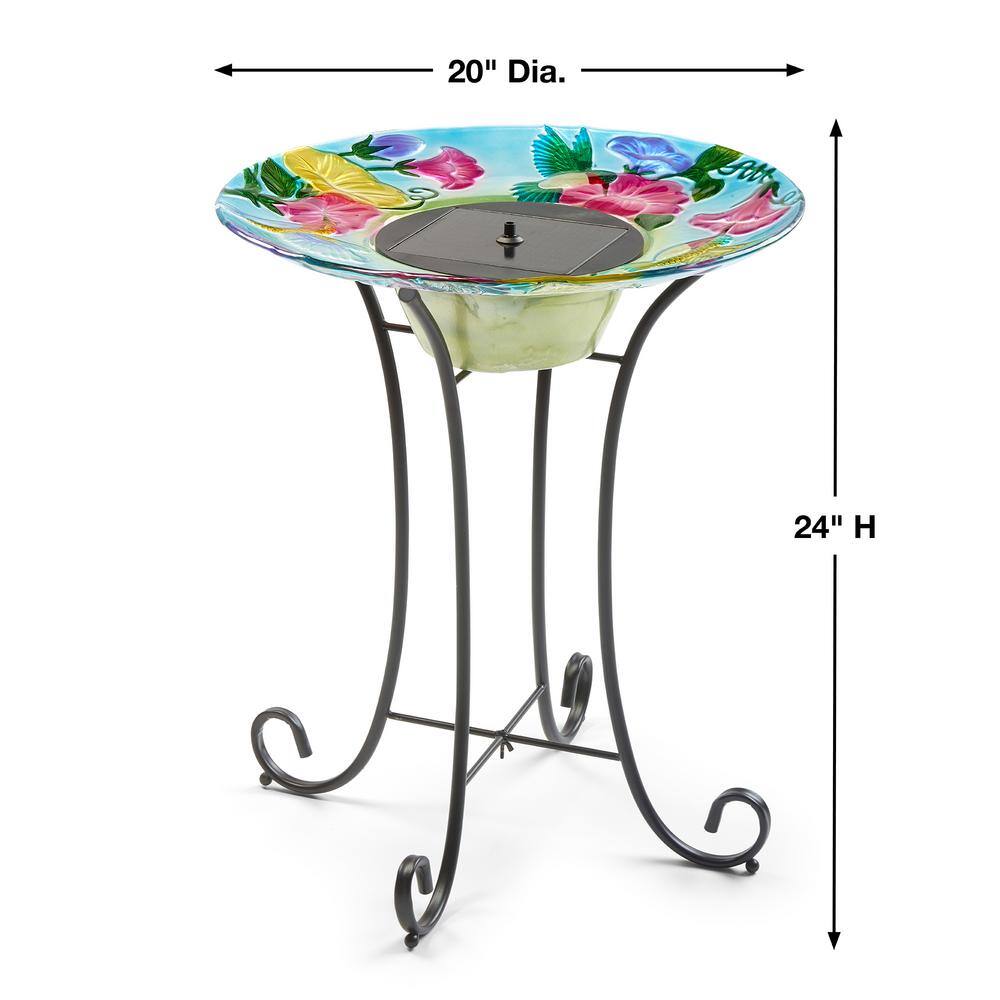 Smart Solar Hummingbird Glass Solar Birdbath
