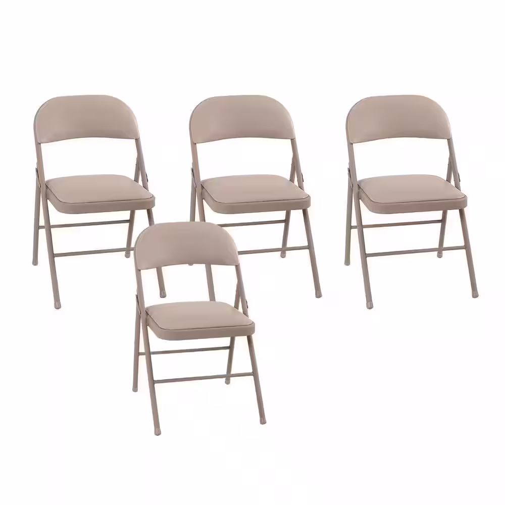 Cosco Antique Linen Vinyl Seat Stackable Folding Chair (Set of 4)
