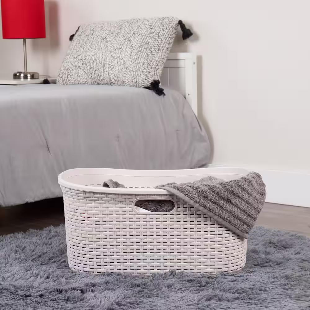 Mind Reader Basket Collection, Laundry Basket, 40 Liter, Cut Out Handles, Ventilated, Set of 2, Ivory